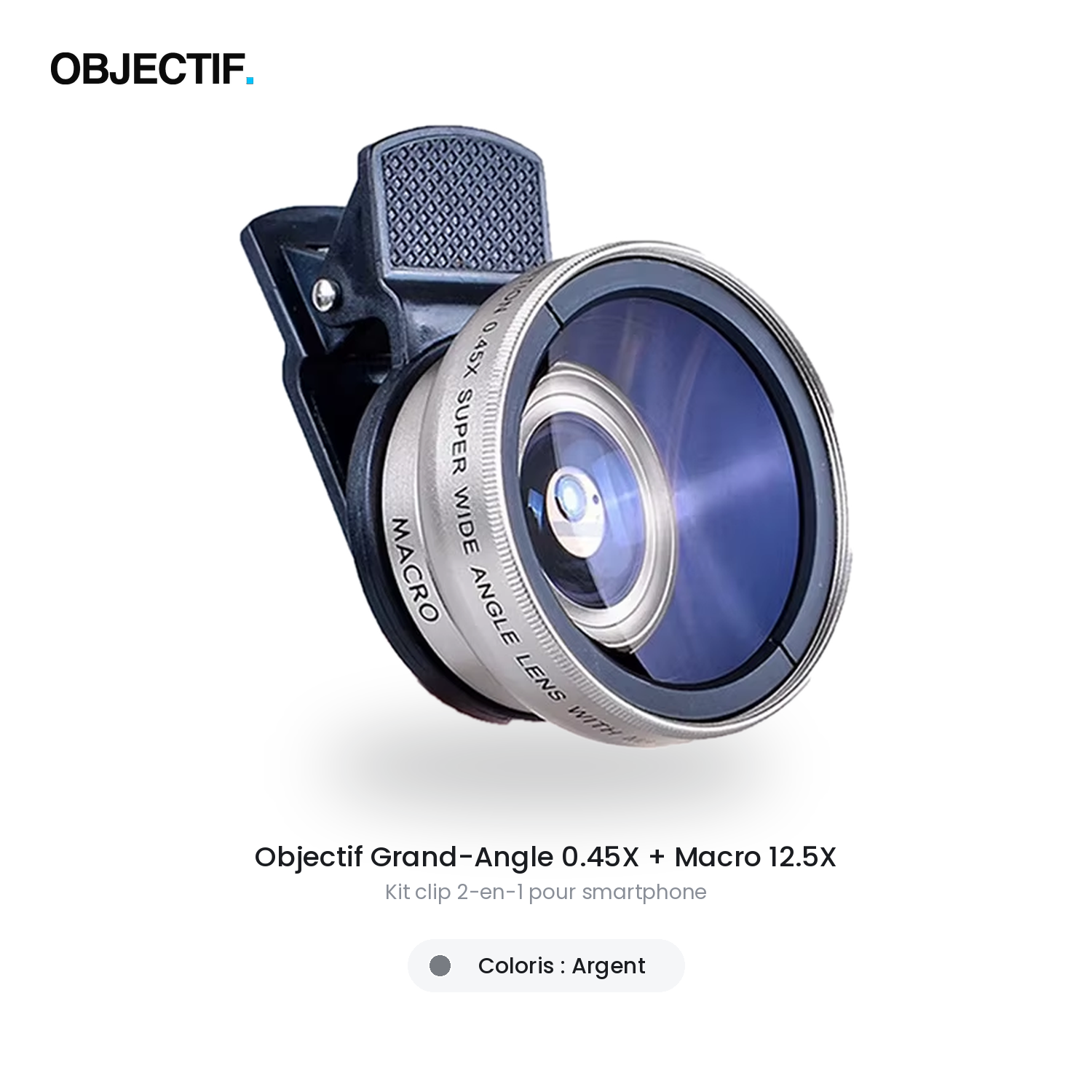 Lentille 2-en-1 macro + grand-angle pour smartphone — clip universel