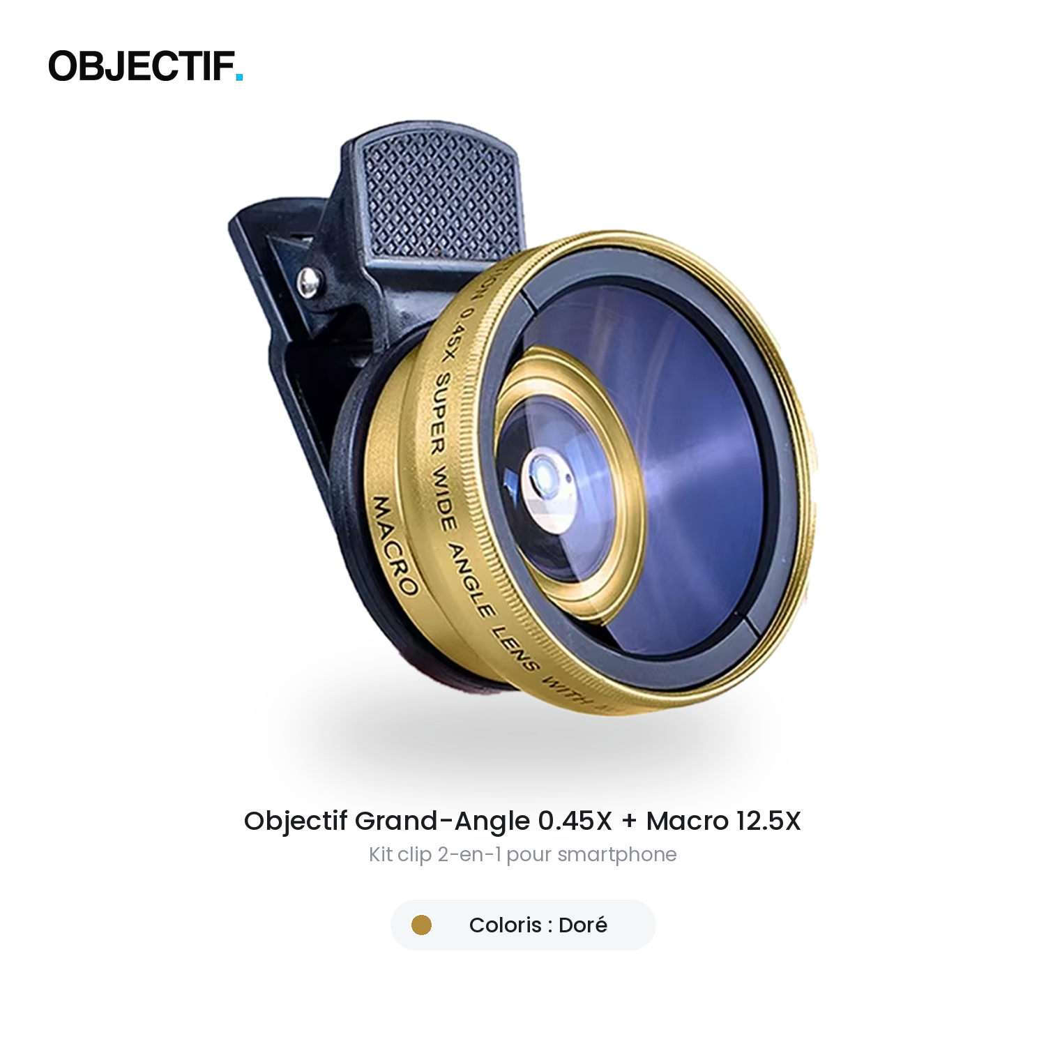 Lentille 2-en-1 macro + grand-angle pour smartphone — clip universel
