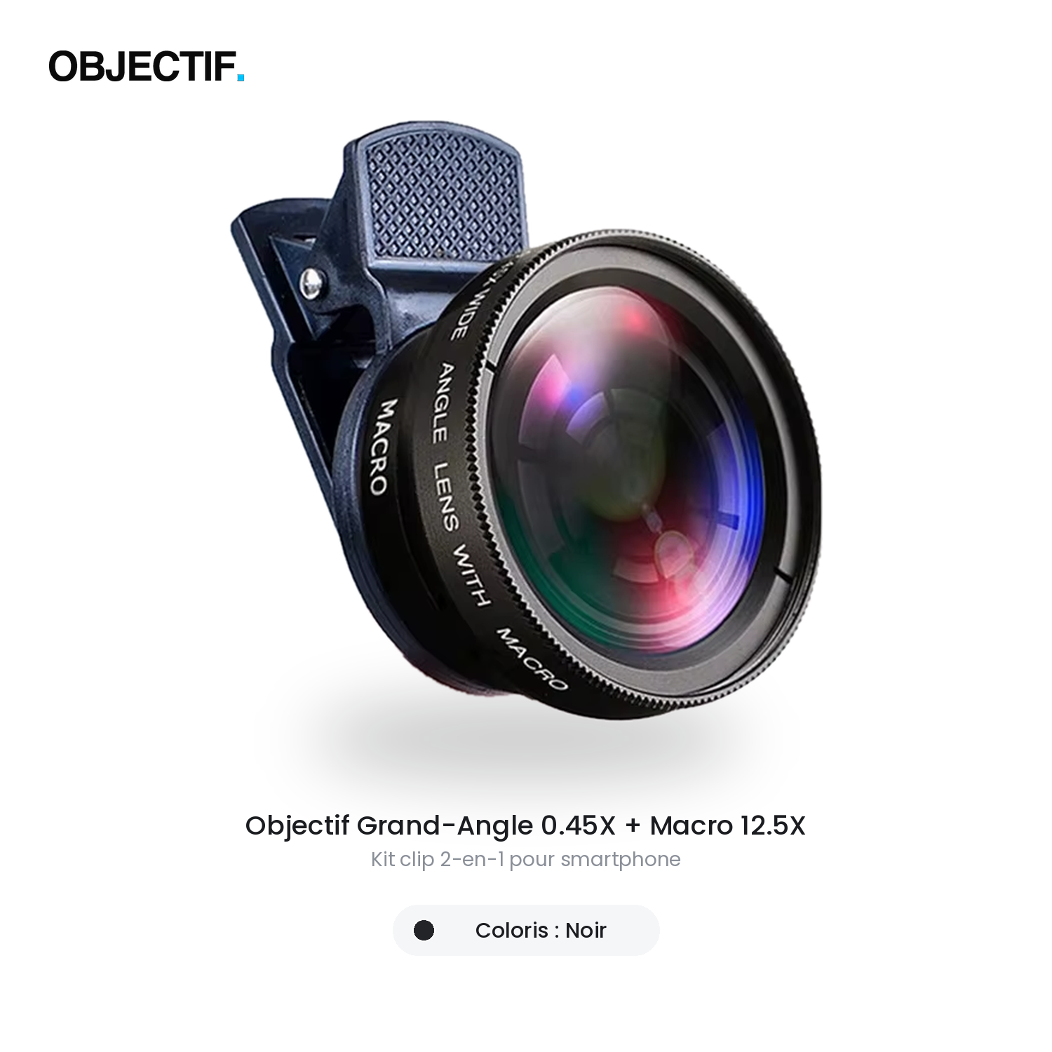 Lentille 2-en-1 macro + grand-angle pour smartphone — clip universel