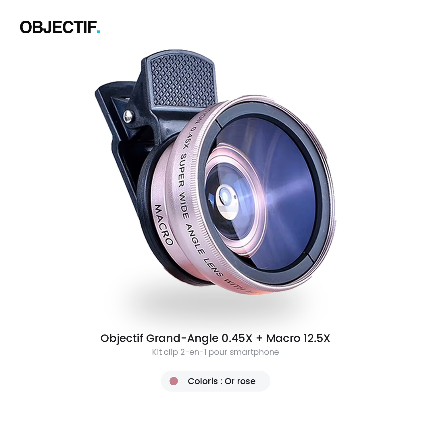 Lentille 2-en-1 macro + grand-angle pour smartphone — clip universel