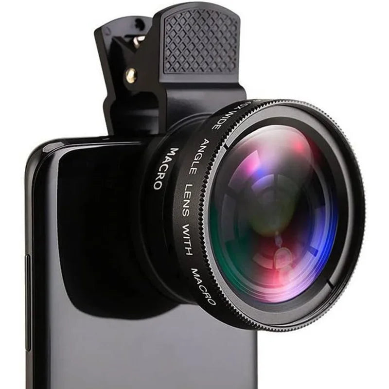 Lentille 2-en-1 macro et grand-angle à clip universel pour smartphone