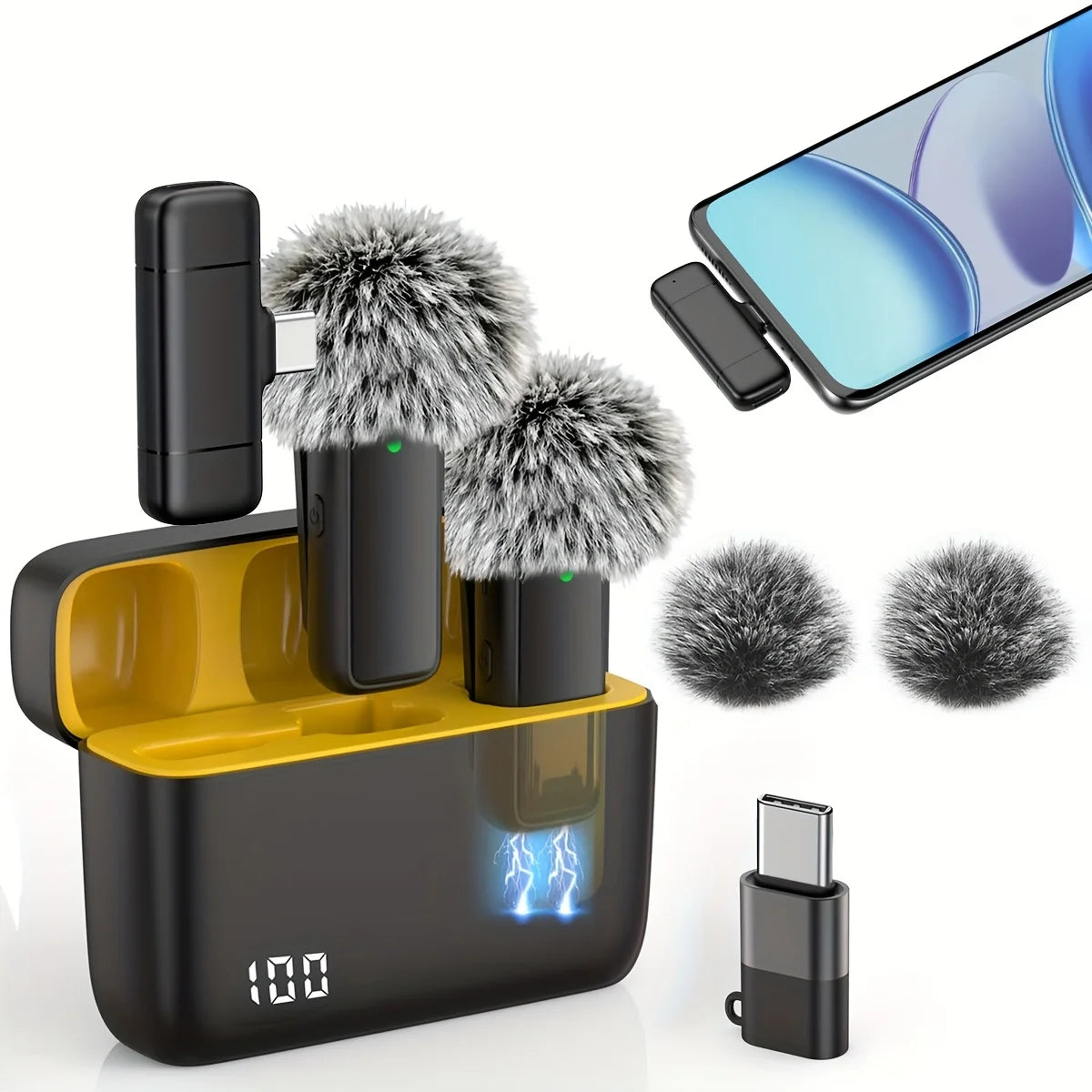 Micro-cravate sans fil OBJECTIF. avec boîtier de charge pour smartphone